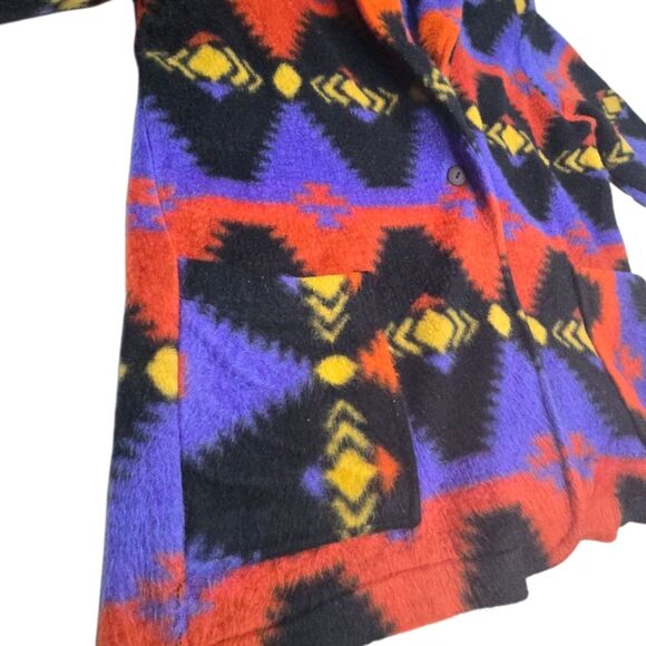 Vintage Aztec Navajo Fleece Cardigan Jacket W/ Pockets USA Small Single Button - Picture 4 of 8